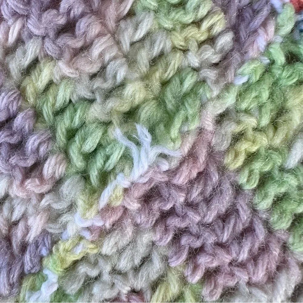 Hand Crocheted 3D Flower Baby Afghan Blanket Pastel Squares Scallop Edge 43x36